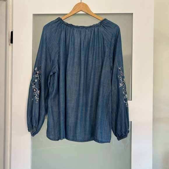 Women's Blue Embroidered Top - Picture 5 of 6